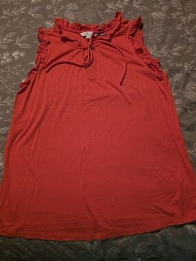 Boden Red Ruffle Tie-Front Sleeveless Tank